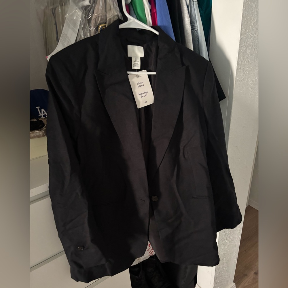 H&M Linen Blend Black Blazer